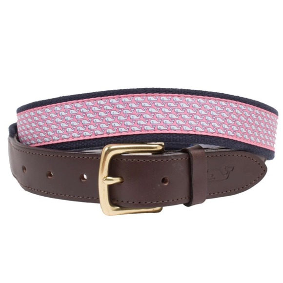 Vineyard Vines $99 Canvas & Leather Ribbon Whale Preppy Belt Mens sz 40” - Picture 8 of 13